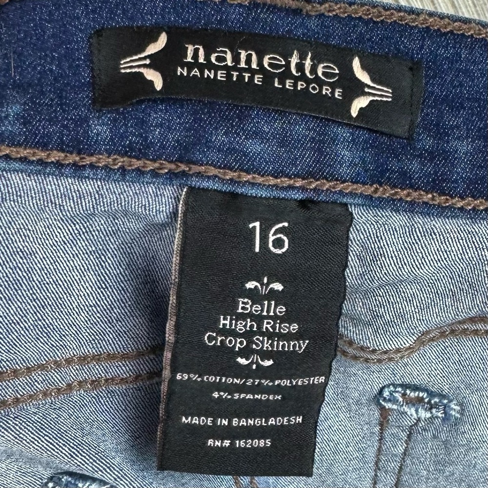Nanette Lepore Belle High Rise Cropped Skinny Jeans 16 Super Stretchy Flattering - Picture 8 of 11